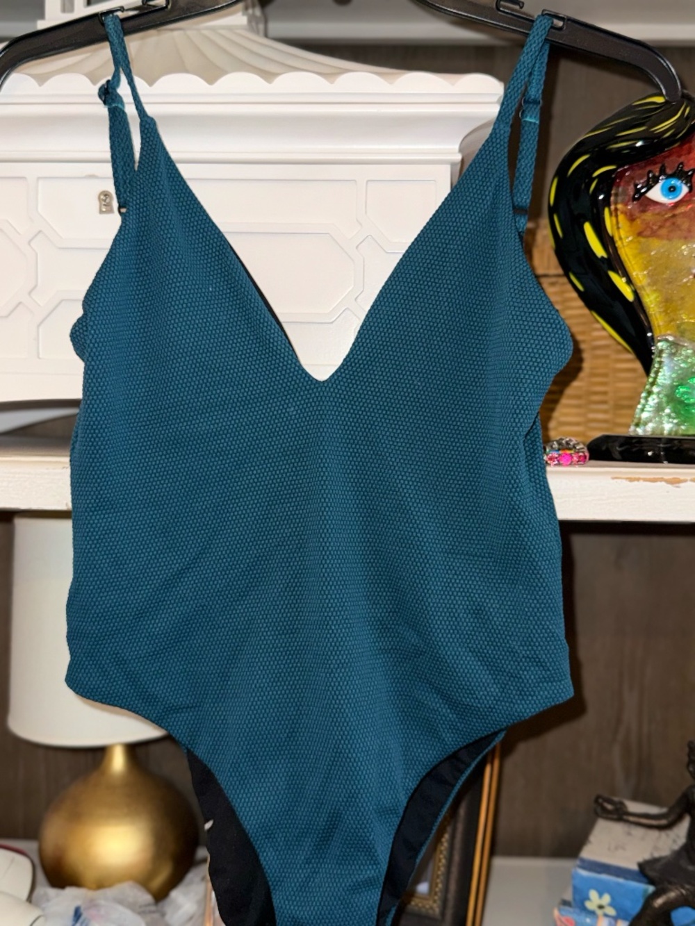Leith Small S one piece Abyss swimsuit teal textured - Picture 3 of 5